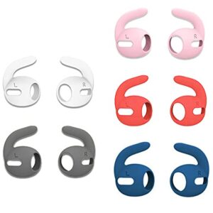 ALXCD Sport Eartips Hook Compatible with AirPods 3 Earbuds 3rd Gen 2021, Anti Slip Silicone Earbuds Covers Earhooks, Compatible with AirPods 3, 5 Pairs, White Gray Pink Red Blue