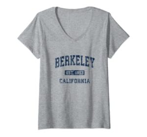 womens berkeley california ca vintage athletic sports design v-neck t-shirt