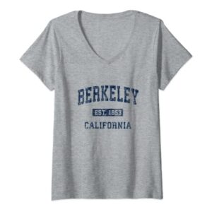 Womens Berkeley California CA Vintage Athletic Sports Design V-Neck T-Shirt