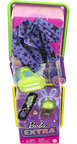 Barbie Extra Pet & Fashion Pack with 7 Pieces Including Pet Puppy, Pet Accessories & Fashion Pieces Doll, Toy for Kids 3 Years Old & Up