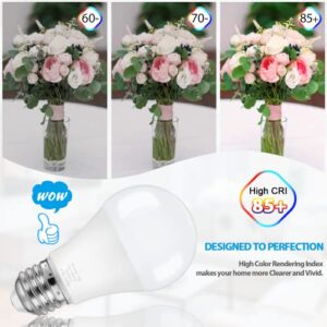 ASOMST A19 LED Light Bulbs, 100 Watt Equivalent, 5000K Daylight White 1100Lumen Bulbs 11W, Non-Dimmable Frosted Lighting E26 Base, CRI 85+, 25000+ Hours Lifespan, No Flicker, Pack of 4