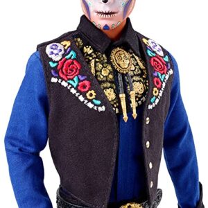 Barbie 2022 Día De Muertos Ken Doll Wearing Shirt, Vest & Sombrero, with Calavera Face Paint, Gift for Collectors