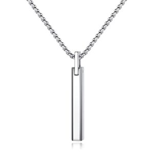 coai box chain simple tungsten steel bar pendant necklace for men 20"