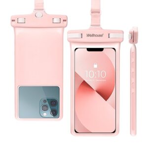 wellhouse universal waterproof phone pouch, waterproof phone case compatible for iphone 14 13 12 11pro max xs plus samsung galaxy s22 cellphone up to 7.0", ipx8 3d cellphone dry bag for vacation pink