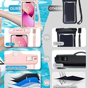 wellhouse Universal Waterproof Phone Pouch, Waterproof Phone Case Compatible for iPhone 14 13 12 11Pro Max XS Plus Samsung Galaxy S22 Cellphone Up to 7.0", IPX8 3D Cellphone Dry Bag for Vacation Pink