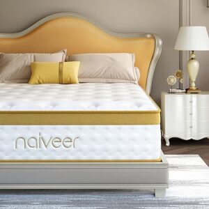 naiveer cool gel memory foam hybrid mattress, 12 inch full size mattress in a box with pocket springs for cool sleep & pressure relief, medium firm feeling with certipur-us certified foam