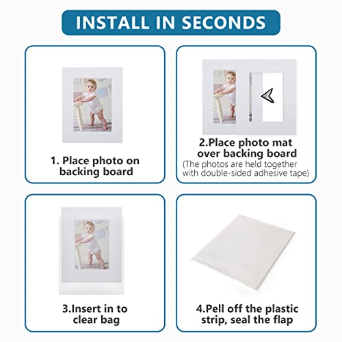 Somime Acid Free 8x10 Frame Mat Set, White 8x10 Matte for 5x7 Pictures with Core Bevel Cut for Photos, Artworks, Prints(10 Pack) - Includes Pre-Cut Mats, Backing Boards and Crystal Seal Bags