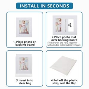 Somime 10 Pack White Photo Mats 11x14 for 8x10 with Core Bevel Cut Matte Sets, Acid Free Mat Board for Picture Frame, Photos, 11x14 Mat - Includes Pre-Cut Mats, Backing Boards and Clear Seal Bags