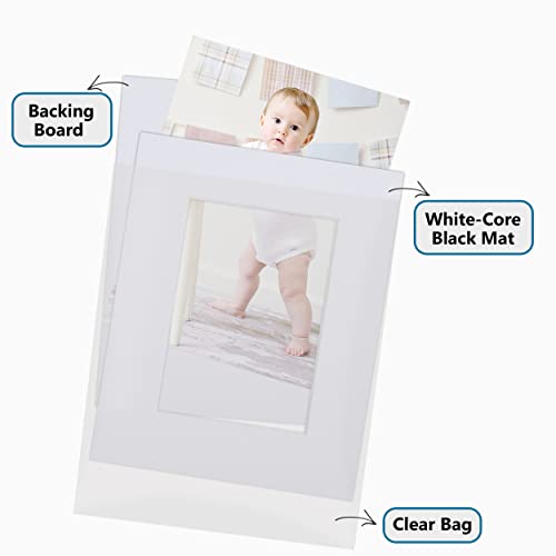 Somime 10 Pack White Photo Mats 11x14 for 8x10 with Core Bevel Cut Matte Sets, Acid Free Mat Board for Picture Frame, Photos, 11x14 Mat - Includes Pre-Cut Mats, Backing Boards and Clear Seal Bags