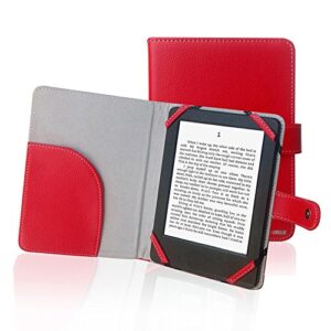 book style pu leather case cover compatible with barnes & noble nook glowlight 4 6" ebook reader protective sleeve (red)