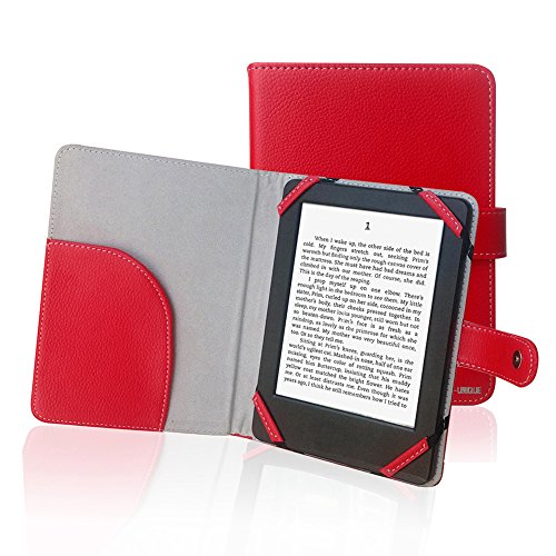 Book Style Pu Leather Case Cover Compatible with Barnes & Noble Nook GlowLight 4 6" ebook Reader Protective Sleeve (Red)