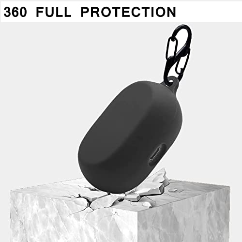 LiZHi Silicone Case for Jabra Elite 7 Pro,Anti-Break Anti-Lost & Shockproof Easy Carrying Unique Dual Hole Portable Protective Case Cover with Carabiner for 2021 Newest Jabra Elite 7 Pro (Black)