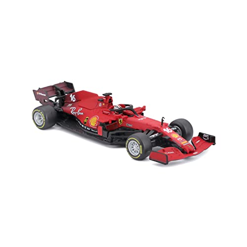 Bburago B18-36828L 1:43 F1 2021 Ferrari SF21 with Helmet Leclerc, Assorted Designs and Colours