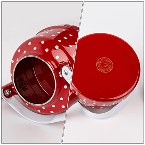 DOITOOL Tea Kettle Tea Kettle Tea Kettle Red and White Kettle Enamel Tea Kettle Creative Stove Teapot for Home (1. 1L) Enamel Pot Insulated Water Bottle Glass Water Bottles