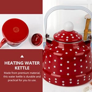 DOITOOL Tea Kettle Tea Kettle Tea Kettle Red and White Kettle Enamel Tea Kettle Creative Stove Teapot for Home (1. 1L) Enamel Pot Insulated Water Bottle Glass Water Bottles