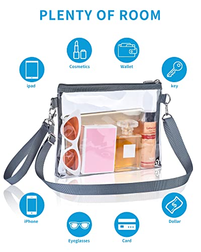 Clear Crossbody Purse Bag Stadium Approved Clear Tote Bag for Work Concert Sports