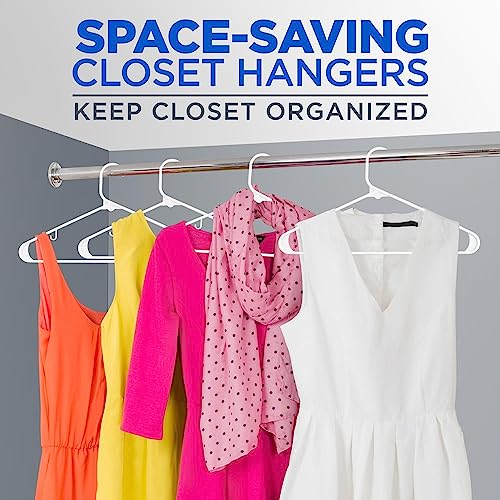 Serenelife White Standard Plastic Hangers - Space Saving Durable Tubular Heavy Duty Clothes Hanger Set Ideal for Laundry/Daily Use, Can Hold Up to 5.5 Lbs. for Coats, Jackets, Pants & Dress(100-Pack)