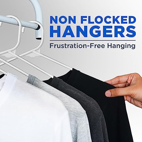 Serenelife White Standard Plastic Hangers - Space Saving Durable Tubular Heavy Duty Clothes Hanger Set Ideal for Laundry/Daily Use, Can Hold Up to 5.5 Lbs. for Coats, Jackets, Pants & Dress(100-Pack)