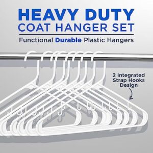 Serenelife White Standard Plastic Hangers - Space Saving Durable Tubular Heavy Duty Clothes Hanger Set Ideal for Laundry/Daily Use, Can Hold Up to 5.5 Lbs. for Coats, Jackets, Pants & Dress(100-Pack)