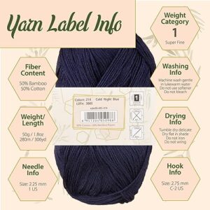 JubileeYarn Baby Soft Bamboo Cotton Yarn - 50g/Skein - Burning Sage - 4 Skeins