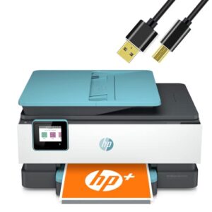 hp wireless color all in one inkjet printer - print, scan, copy, fax with auto document feeder, 2-sided printing and self-healing wi-fi with 6 ft neego printer cable