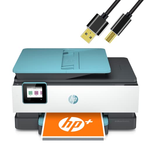 HP Wireless Color All in one Inkjet Printer - Print, Scan, Copy, Fax with Auto Document Feeder, 2-Sided Printing and Self-Healing Wi-Fi with 6 ft NeeGo Printer Cable