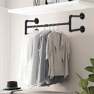 Industrial Pipe Hanging Racks for Clothes 42" Wall Mounted Clothes Hanging Bar Rack Cast Iron Pipe Garment Bar Multi-Purpose Space-Saving Easy Assembly for Small Space with Vintage and Modern Vibe