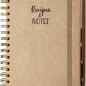 Recipes & Notes, Recipe Book For Own Recipes, Blank Recipe Journal, Write Your Own, Recipe Planner and Organizer, With Tabs 7.3 x 8.7", 240p (Rose Gold)