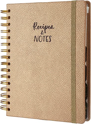 Recipes & Notes, Recipe Book For Own Recipes, Blank Recipe Journal, Write Your Own, Recipe Planner and Organizer, With Tabs 7.3 x 8.7", 240p (Rose Gold)