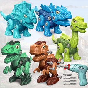 kids toys stem dinosaur toy - take apart dinosaur toys for kids 3-5 5-7 | construction building boy toys with electric drill | party christmas birthday gifts kids boys girls 3 4 5 6 7 8 year old
