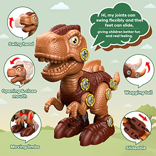 Kids Toys Stem Dinosaur Toy - Take Apart Dinosaur Toys for Kids 3-5 5-7 | Construction Building Boy Toys with Electric Drill | Party Christmas Birthday Gifts Kids Boys Girls 3 4 5 6 7 8 Year Old