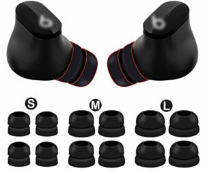 6 pairs double flange compatible with beats studio buds/fit pro ear tips, s/m/l replacement noise isolation silicone eartips earbuds fit in case for beat studio buds - 2 flange black