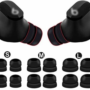 6 Pairs Double Flange Compatible with Beats Studio Buds/Fit Pro Ear Tips, S/M/L Replacement Noise Isolation Silicone Eartips Earbuds Fit in Case for Beat Studio Buds - 2 Flange Black