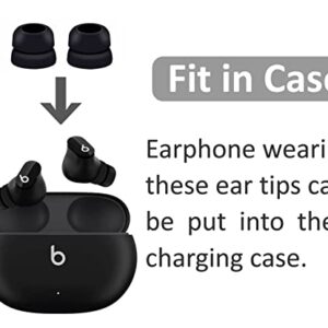 6 Pairs Double Flange Compatible with Beats Studio Buds/Fit Pro Ear Tips, S/M/L Replacement Noise Isolation Silicone Eartips Earbuds Fit in Case for Beat Studio Buds - 2 Flange Black