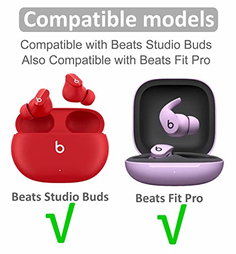 6 Pairs Double Flange Compatible with Beats Studio Buds/Fit Pro Ear Tips, S/M/L Replacement Noise Isolation Silicone Eartips Earbuds Fit in Case for Beat Studio Buds - 2 Flange Black