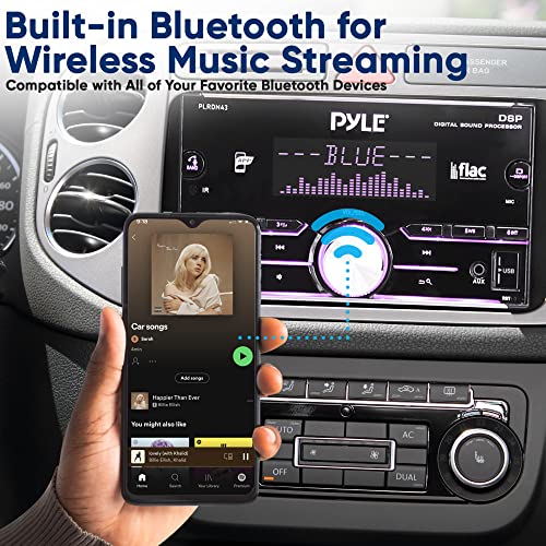 PyleUsa DSP Stereo Receiver Power Amplifier, Bluetooth Compatible, 150 Watt Vehicle Head Unit, 2/3 Way Crossover, 25-Band EQ, SWC Jack, AM/FM/MP3/USB/AUX, Double DIN, 30 Preset Stations, LCD Display