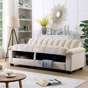 Legend Vansen 82.7'' Velvet Loveseat with Storage Convertible Sofa Bed Sleeper for Living Room and Bedroom Sofabed, Beige