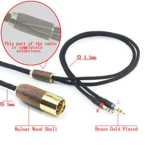 NewFantasia 10ft 4-pin XLR Balanced Cable 6N OCC Copper Silver Plated Cord Walnut Wood Shell Compatible with Hifiman Ananda, Sundara, Arya, HE400SE, HE4XX, HE-400i Headphone (2 x 3.5mm Version)