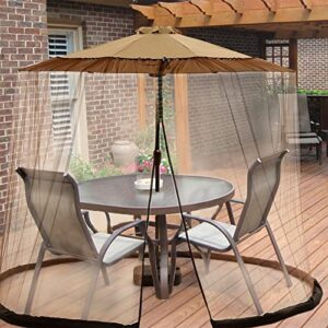 Sparkle Race Patio Umbrella Mosquito Net, Patio Mosquito Netting for Cantilever Umbrella, Brown Mosquito Netting Offset Umbrella Outdoor Patio Screen for 9-11’ Deck Table Umbrellas Outside Canopy Tent