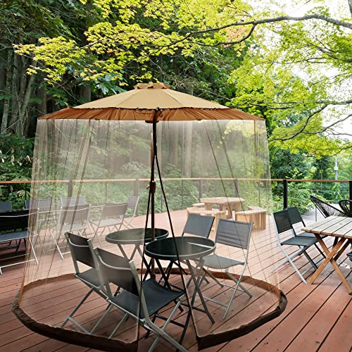 Sparkle Race Patio Umbrella Mosquito Net, Patio Mosquito Netting for Cantilever Umbrella, Brown Mosquito Netting Offset Umbrella Outdoor Patio Screen for 9-11’ Deck Table Umbrellas Outside Canopy Tent