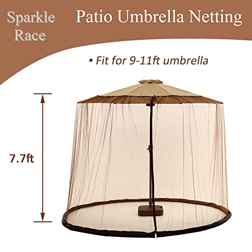 Sparkle Race Patio Umbrella Mosquito Net, Patio Mosquito Netting for Cantilever Umbrella, Brown Mosquito Netting Offset Umbrella Outdoor Patio Screen for 9-11’ Deck Table Umbrellas Outside Canopy Tent