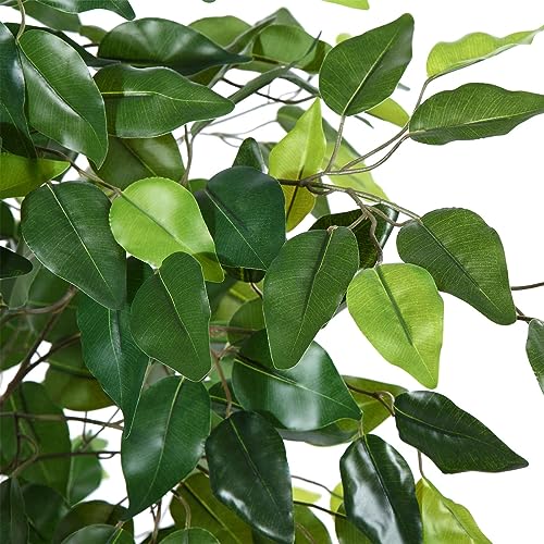 Kazeila Artificial Ficus Tree, 4FT Fake Plastic Ficus Plant in Pot with Durable Plastic Trunk, Faux Plant for Home Decor Office House Living Room Indoor