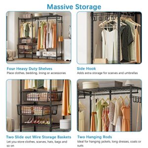 VIPEK V9 Protable Closet Rack for Hanging Clothes, Freestanding Clothes Rack Heavy Duty Metal Clothing Rack Closet System with Slide Baskets Garment Rack with Adjustable Shelves, Max 560 LBS, Black