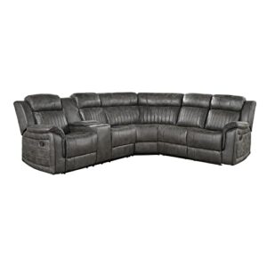 lexicon perm 3-piece reclining sectional sofa, brownish gray