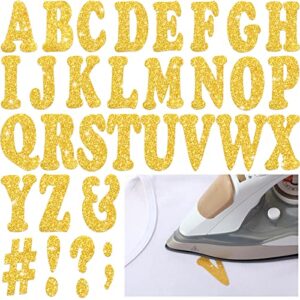 279 pieces graduation iron on letters 2 inch a-z flock letters transfer letters christmas stocking letter stickers iron on flocking letters alphabet for graduation cap toppers (glitter gold)