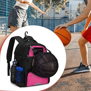 DSLEAF Basketball Bag, Basketball Equipment Backpack with External Ball Net and Shoe Compartment for Soccer, Basketball and Volleyball Training