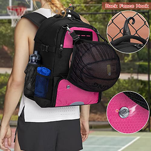 DSLEAF Basketball Bag, Basketball Equipment Backpack with External Ball Net and Shoe Compartment for Soccer, Basketball and Volleyball Training