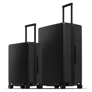level8 2 piece luggage sets, 20 inch 28 inch hardshell suitcases sets, lightweight luminous textured pc hardside spinner trolley with tsa lock, 2-piece set (20/28) - black