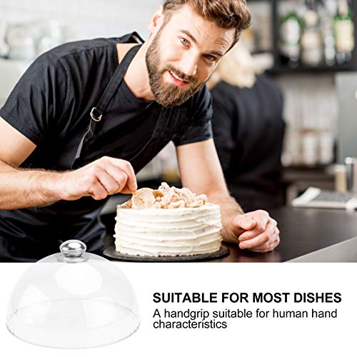 Glass Dome Round Clear Cake Dome Transparent Cake Display Stand Base Cover Food Plate Dish Cover Guard Dessert Cake Pastry Cover Lid for Kitchen Home Restaurant Acrylic Cake Stand