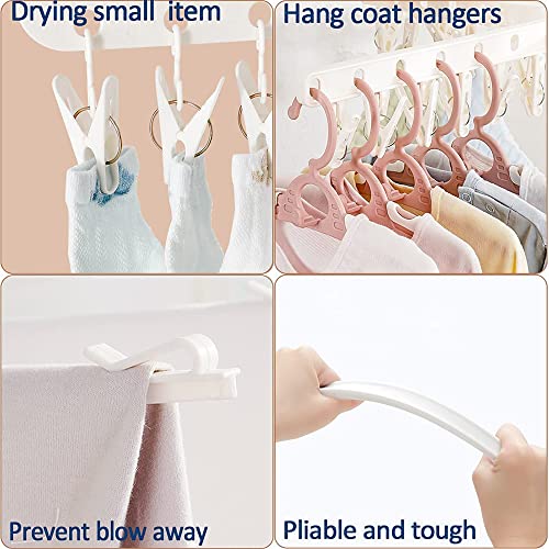 GDAE10 3 Layers White Clothes Rack Stainless Steel Drying Clothes Rack Rotatable and Foldable Clothes Rack Easy to Assemble Clothes Rack Suitable for Family Laundry Closet